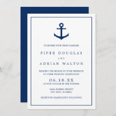 Elegant Nautical Navy Blue Anchor Hochzeit Einladung (Vorne/Hinten)