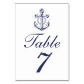Elegant Nautical Navy Blue Anchor Hochzeit Tischnummer (Vorderseite)