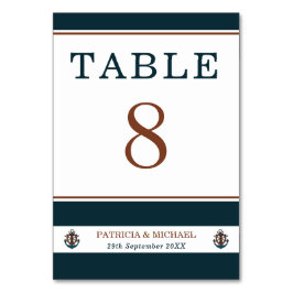 Elegant Nautical Navy Blue Anchor Hochzeit Tischnummer