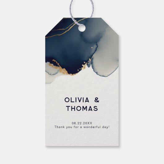 Elegant Nautical Navy Blue Beach Hochzeit Vielen D Geschenkanhänger (Rückseite)