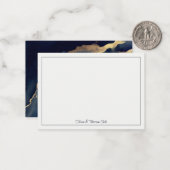 Elegant Nautical Navy Blue Gold Beach Couple Mitteilungskarte (Vorderseite/Rückseite Beispiel)