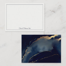 Elegant Nautical Navy Blue Gold Beach Couple Mitteilungskarte