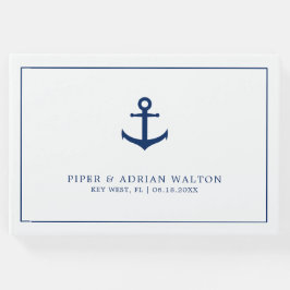 Elegant Nautical Navy Blue White Anchor Hochzeit Gästebuch