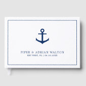 Elegant Nautical Navy Blue White Anchor Hochzeit Gästebuch (Vorderseite)