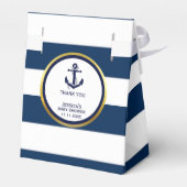 Elegant Nautical Navy Blue White Baby Shower Gesch Geschenkschachtel (Rückseite)