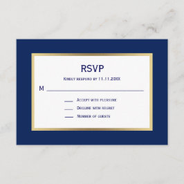Elegant Nautical Navy Blue White UAWG Wedding RSVP Karte