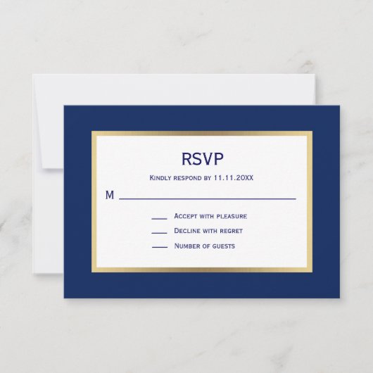 Elegant Nautical Navy Blue White UAWG Wedding RSVP Karte (Vorderseite)