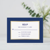 Elegant Nautical Navy Blue White UAWG Wedding RSVP Karte (Stehend Vorderseite)