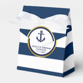 Elegant Nautical Navy Blue White Wedding Geschenk Geschenkschachtel