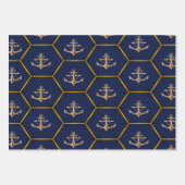 Elegant Nautical Navy & Gold Geschenkpapier Set (Vorderseite)