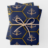 Elegant Nautical Navy & Gold Geschenkpapier Set (Beispiel)
