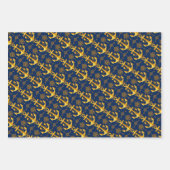 Elegant Nautical Navy & Gold Geschenkpapier Set (Vorderseite 3)