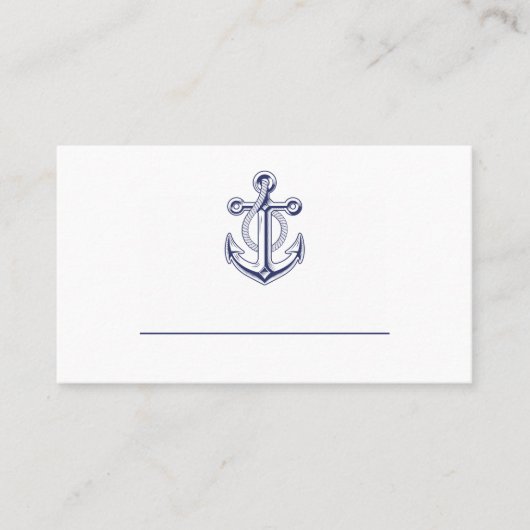 Elegant Nautical Sailor Navy Blue Anchor Hochzeit Platzkarte (Vorderseite)