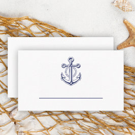 Elegant Nautical Sailor Navy Blue Anchor Hochzeit Platzkarte