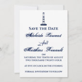 Elegant Nautical Save the Date - Navy Blue, Einladung (Vorderseite)