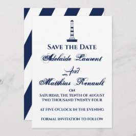 Elegant Nautical Save the Date - Navy Blue, Einladung