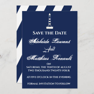 Elegant Nautical Save the Date - Navy Blue, Einladung