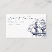 Elegant Nautical Ship Illustration Wedding Website Begleitkarte (Vorderseite)