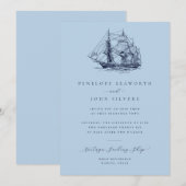 Elegant Nautical Ship Sky Blue Wedding Einladung (Vorne/Hinten)