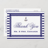 Elegant Nautical Wedding Danke Postcard Postkarte (Vorne/Hinten)