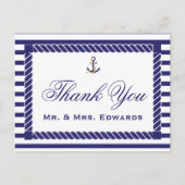 Elegant Nautical Wedding Danke Postcard Postkarte (Vorderseite)