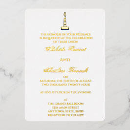 Elegant Nautical Wedding Lighthouse - Navy Blue, Folieneinladung