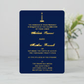 Elegant Nautical Wedding Lighthouse - Navy Blue, Folieneinladung (Stehend vorne)