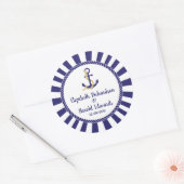 Elegant Nautical Wedding Navy Anchor Runder Aufkleber (Umschlag)