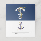 Elegant Nautical Wedding Navy Platzkarte (Außenseite Aufgefaltet)
