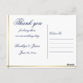 Elegant Nautical Wedding Vielen Dank Postkarten (Rückseite)