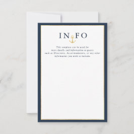 Elegant nauticalnavy blaue Hochzeitsdetails RSVP Karte