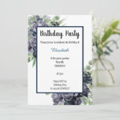 ELEGANT NAVANT BLUE BOTANICAL FLORAL EUCALYPTUS EINLADUNG (Stehend Vorderseite)