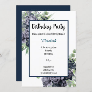 ELEGANT NAVANT BLUE BOTANICAL FLORAL EUCALYPTUS EINLADUNG