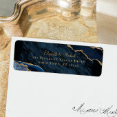 Elegant Navy Agate Wedding Rücksendeadresse