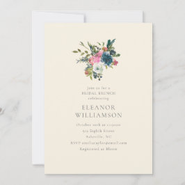 Elegant Navy and Blush Floral Bridal Brunch Einladung