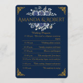 Elegant Navy and Gold Floral Wedding Program Card Programm (Vorderseite)