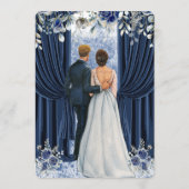 Elegant Navy and Gold Floral Wedding Program Card Programm (Rückseite)