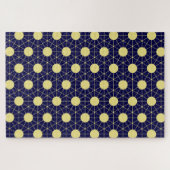 Elegant Navy and Gold Geometric Tile Pattern Puzzle (Horizontal)