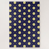 Elegant Navy and Gold Geometric Tile Pattern Puzzle (Vertikal)