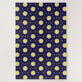 Elegant Navy and Gold Geometric Tile Pattern Puzzle