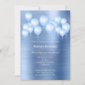 ELEGANT NAVY BLAUE BRUSHED METAL PATTERN GEBURTSTA EINLADUNG (Vorderseite)