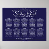 Elegant Navy Blue 10 Table Wedding Seating Chart Poster (Vorne)