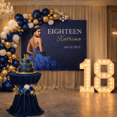 Elegant Navy Blue 18th Banner