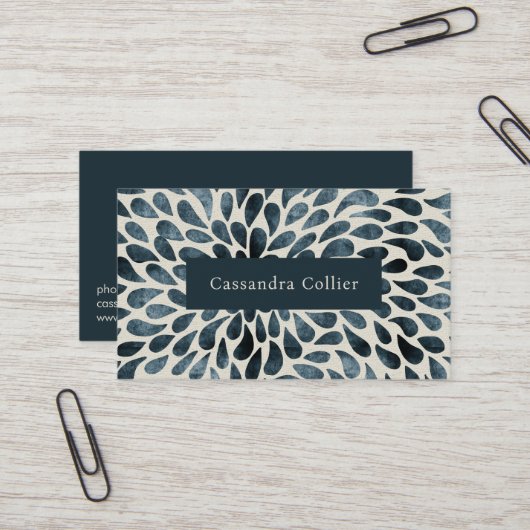 Elegant Navy Blue Abstrakt Modern Visitenkarte (Vorderseite/Rückseite Beispiel)