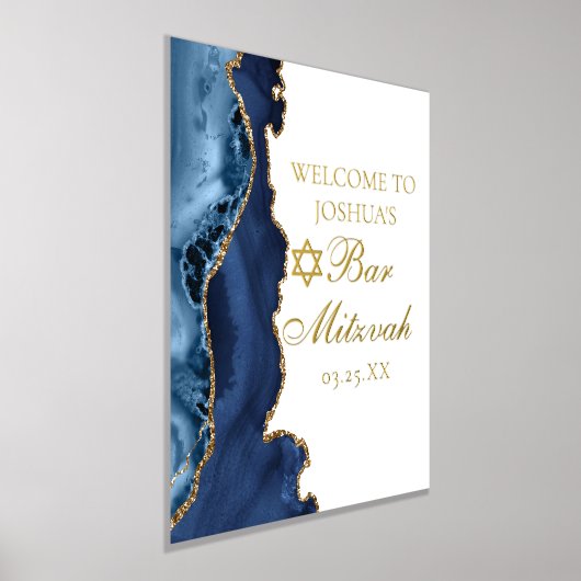 Elegant Navy Blue Agate Bar Mitzvah Party Gold Foliendrucke (Ablage )