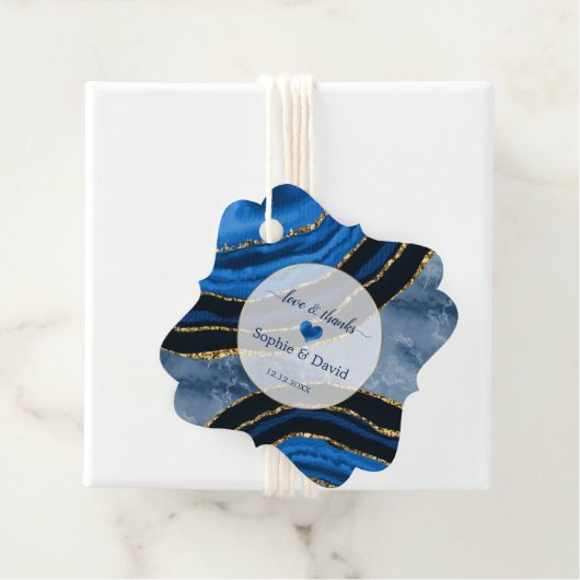 Elegant Navy Blue Agate Gold Marble Wedding Geschenkanhänger (Beispiel)