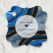 Elegant Navy Blue Agate Gold Marble Wedding Geschenkanhänger (Vorderseite)