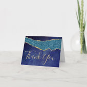 Elegant Navy Blue Agate Wedding Dankeschön Card Dankeskarte (Vorderseite)