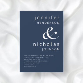 Elegant Navy Blue Ampersand Hochzeit Einladung