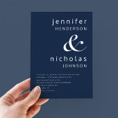 Elegant Navy Blue Ampersand Hochzeit Einladung